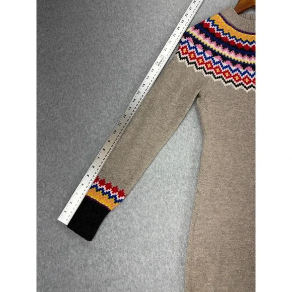 Boden Fair Isle Knit Midi Sweater Dress Wool Alpaca Nordic Melange Taupe Size 2 - Picture 10 of 14